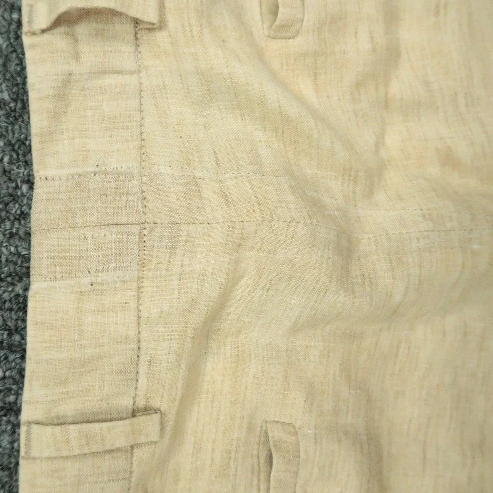 Zanella Pants Mens 34x30 Beige Tan Cinquanta 100% Linen Straight Trouser